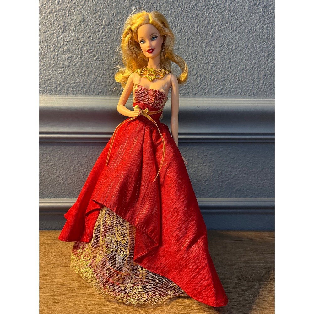 Barbie Doll Red Gown Gold Accents Collectible Special Edition